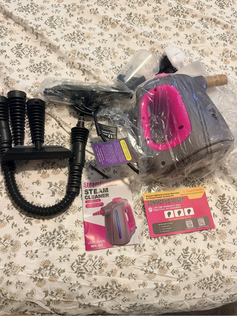 Handheld Steam Cleaner - Gray & Pink